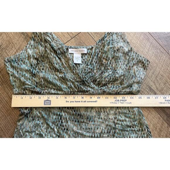 Nomadic Traders Women’s L Sundress Brown W/ Aqua Blue Print - Picture 11 of 12